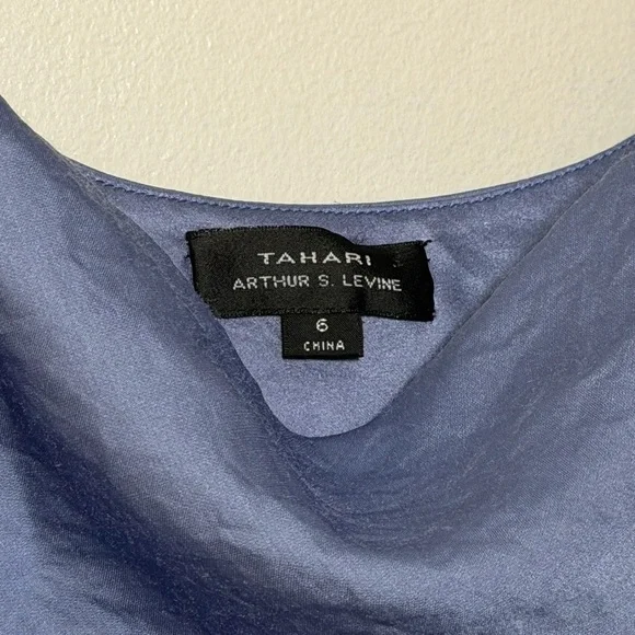 Tahari Arthur S. Levine Blue SAMPLE Draped Skirt Dress - Size 6 - Picture 3 of 8